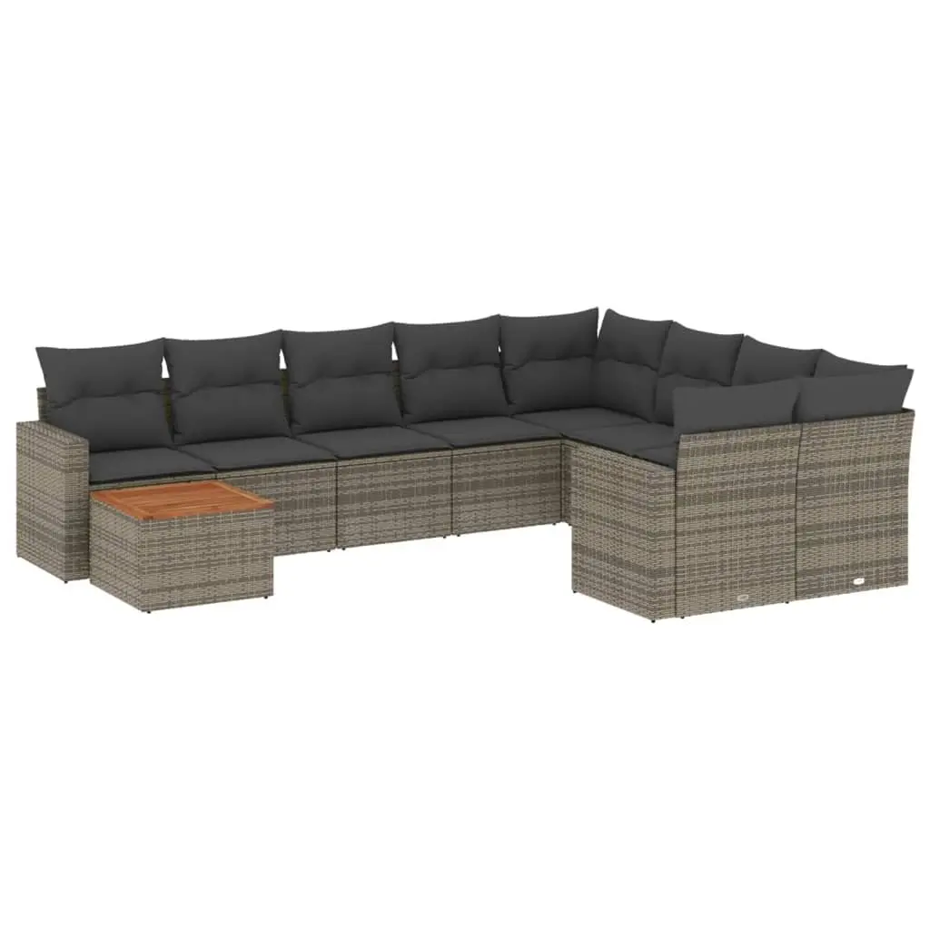 Garden Sofa Set PE Rattan 10 Piece Outdoor Patio Furniture Grey Modular Lounge
