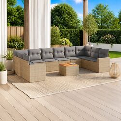 11 Piece Modular Garden Sofa Set in Beige