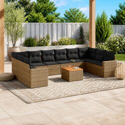 Durable 11 Piece Grey Garden Sofa Set with Acacia Table