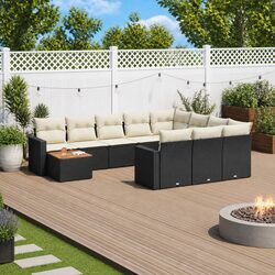 Premium 11 Piece Black Rattan Garden Sofa Set for Outdoor Use