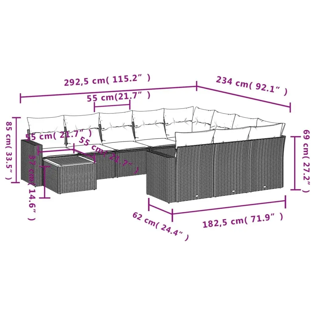 Modular 11 Piece Garden Sofa Set for Outdoor Spaces