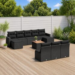 High-Quality 11 Piece Outdoor Garden Sofa Set in Black