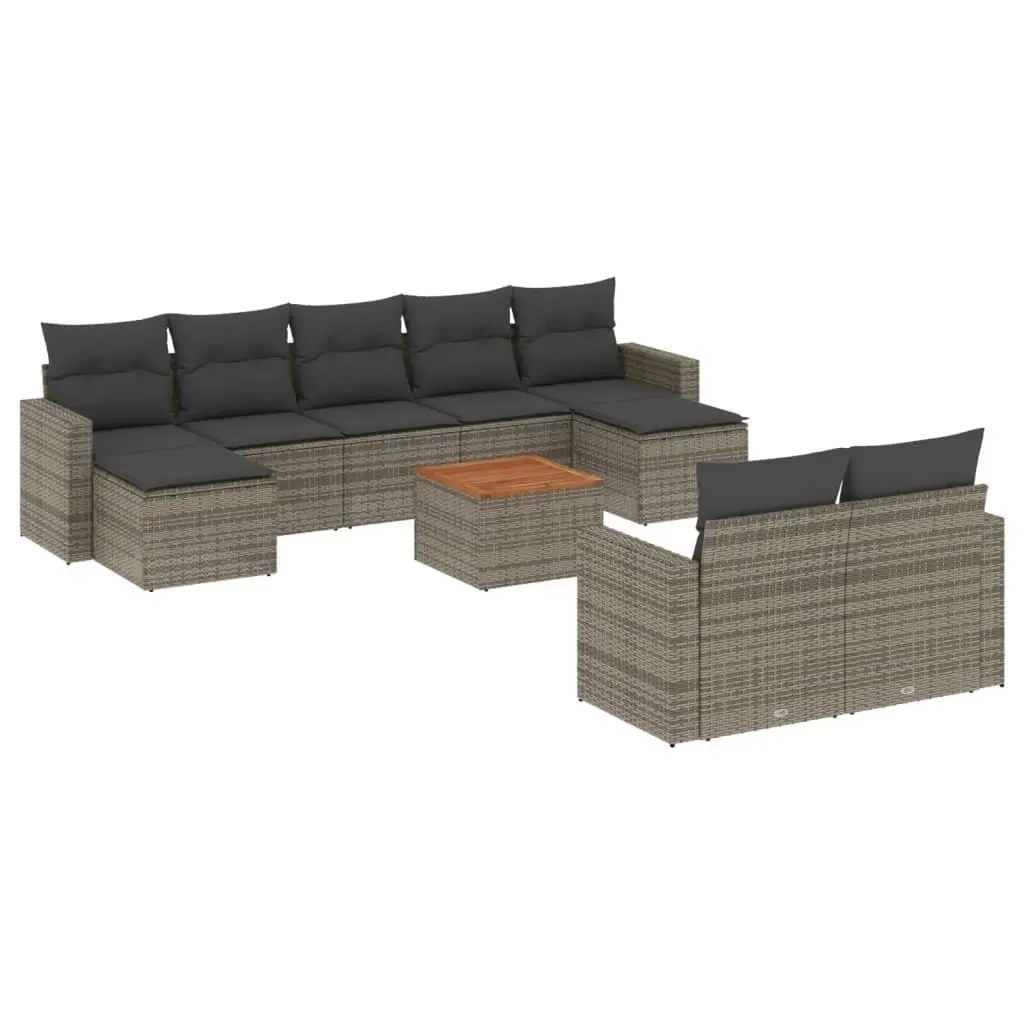 Garden Sofa Set Poly Rattan 10 Piece Outdoor Furniture Grey Modular Patio Lounge
