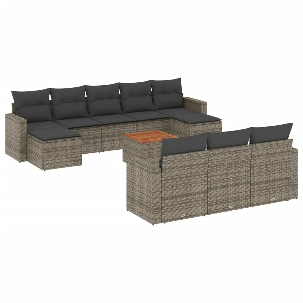 Garden Sofa Set PE Poly Rattan 11 Piece Modular Outdoor Furniture Grey