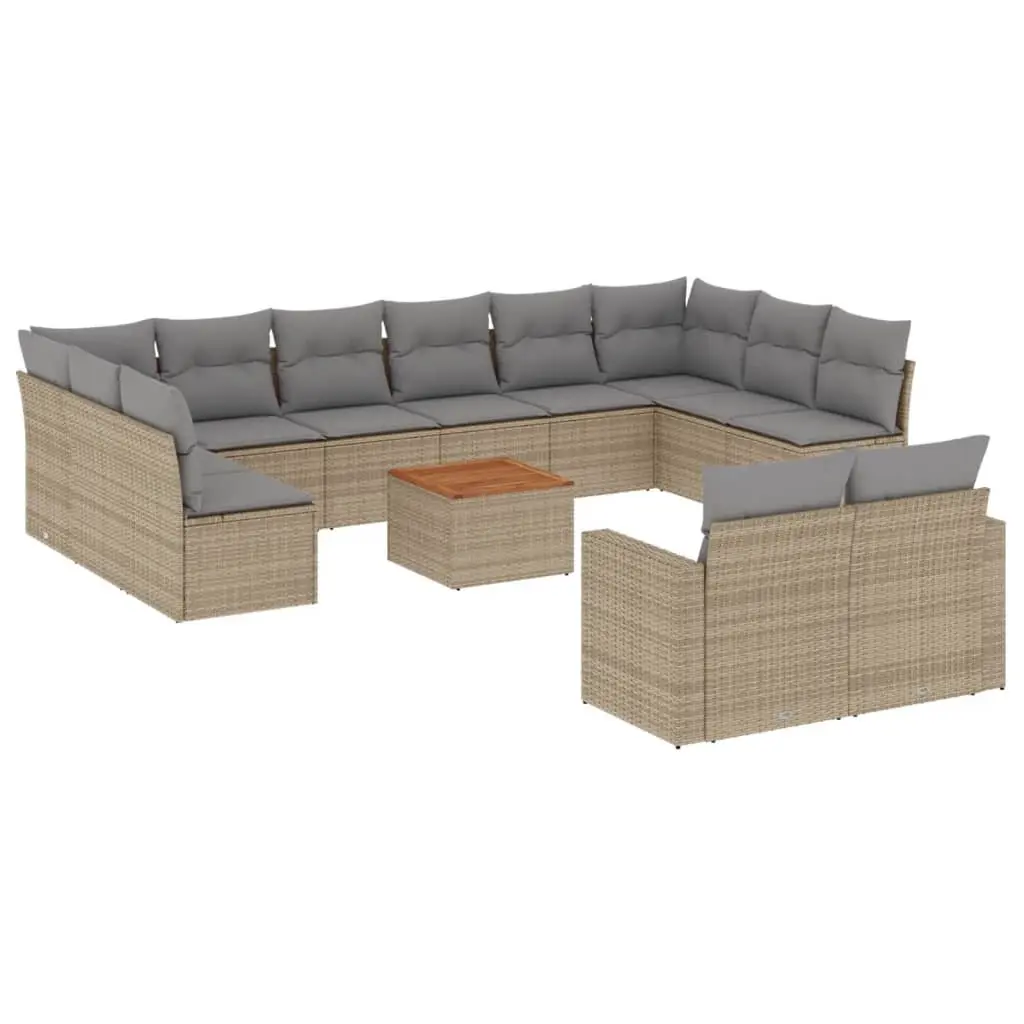 Beige 13-Piece Outdoor Patio Lounge Sofa Set