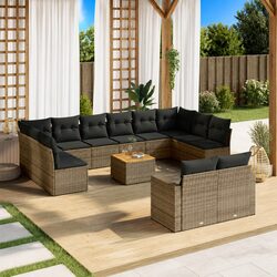 Durable 13 Piece Grey Garden Sofa Set for Outdoor Living