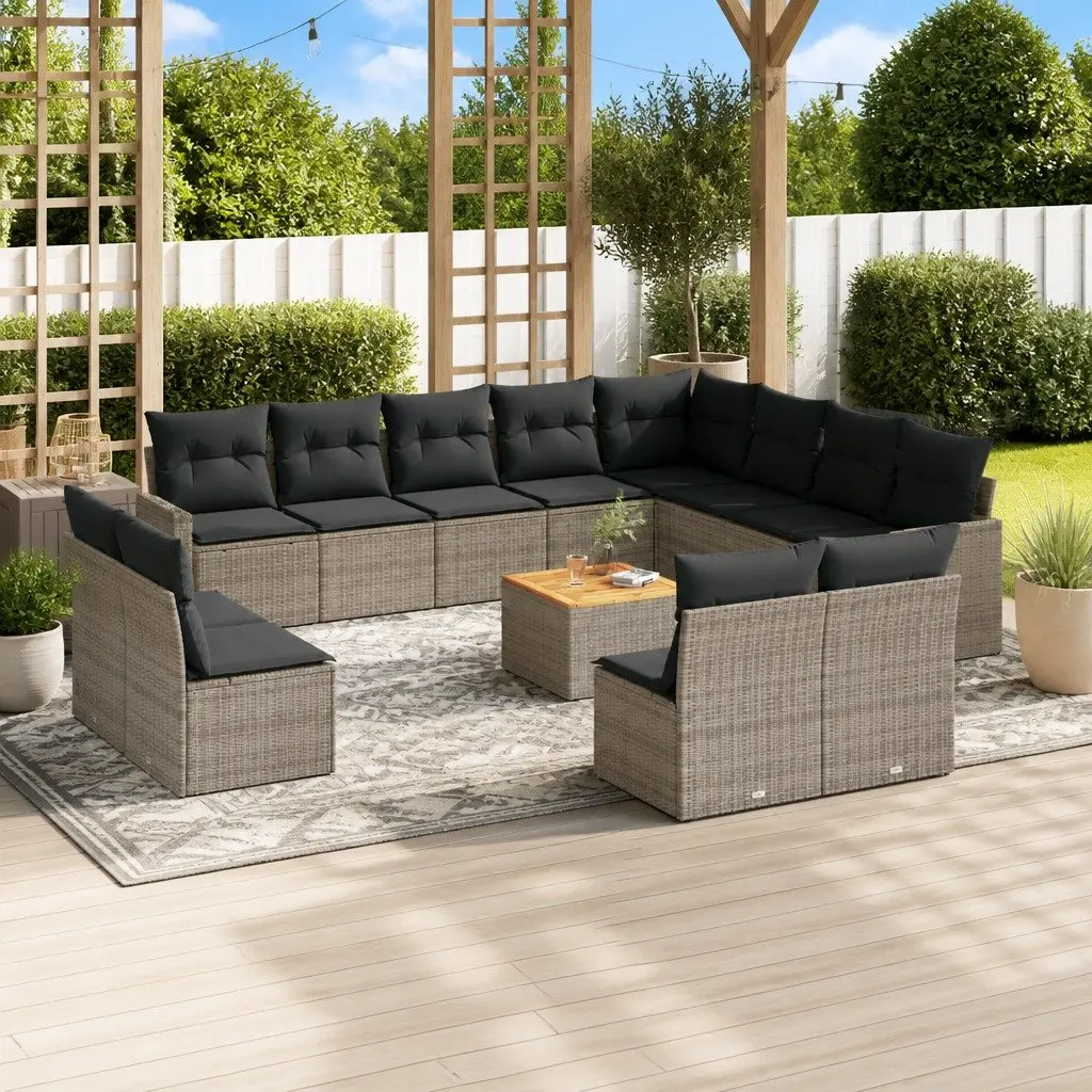 13-Piece Garden Sofa Set in Grey Poly Rattan