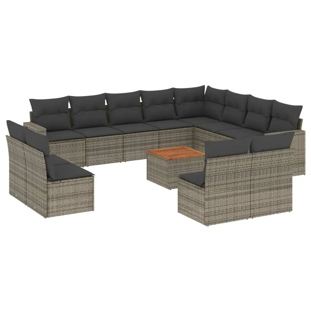 13-Piece Garden Sofa Set in Grey Poly Rattan