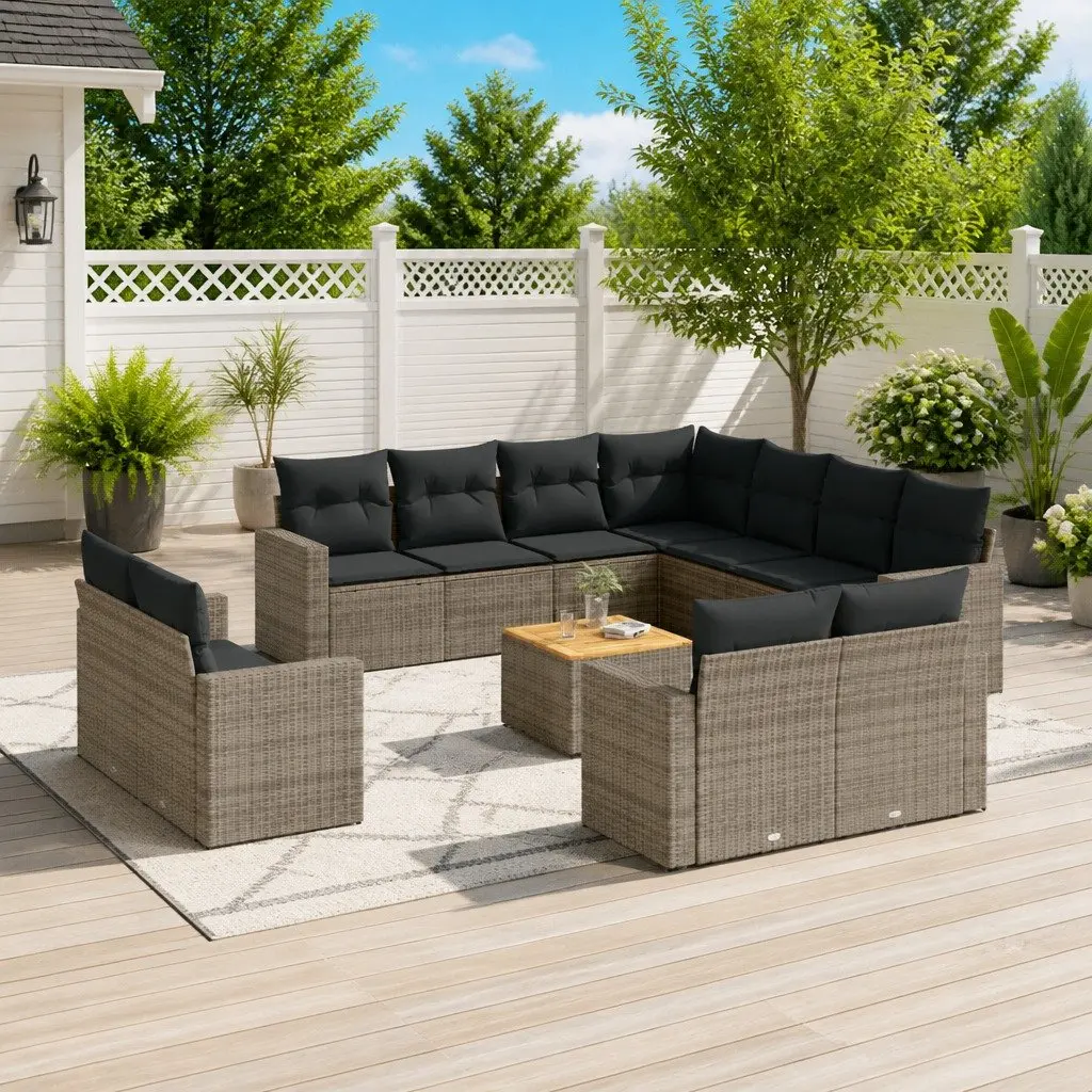 Grey Poly Rattan 12 Piece Garden Sofa Set