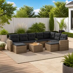 Exceptional 10-Piece Garden Sofa Set in Grey with Storage