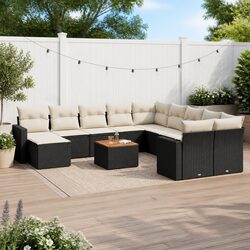 12 Piece Black Rattan Modular Garden Sofa Set