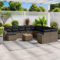 Durable Grey Modular Garden Sofa Set 12-Piece Outdoor Furniture
