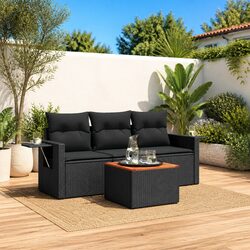 High-Quality 4 Piece Rattan Garden Sofa Set with Cushions