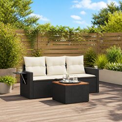 Durable 4-Piece Garden Sofa Set with Storage and Cushions