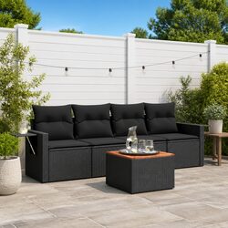 Durable 5 Piece Garden Sofa Set with Cushions and Storage