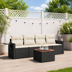 Premium 5 Piece Modular Black Garden Sofa Set with Storage