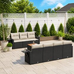 8-Piece Modular Garden Sofa Set with Black Poly Rattan