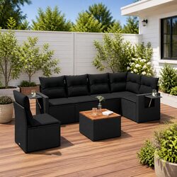 Premium 7 Piece Outdoor Sofa Set with Cushions and Storage