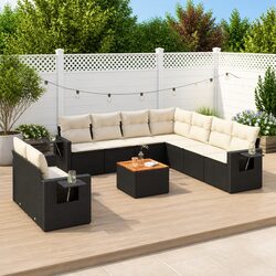 10-Piece Outdoor Patio Furniture Sofa Set with Storage Cushions