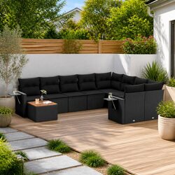 Premium 10 Piece Modular Garden Sofa Set in Black