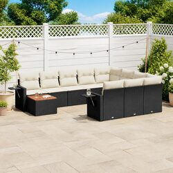 Premium 11-Piece Outdoor Garden Sofa Set in Black Rattan