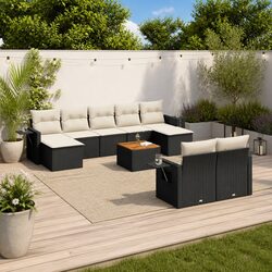 10-Piece Modular Outdoor Sofa Set with Storage in Black