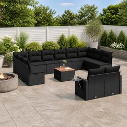 Premium 13 Piece Black Modular Outdoor Sofa Set