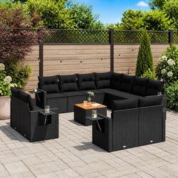Premium 12-Piece Black Modular Garden Sofa Set