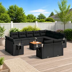 Premium 13 Piece Modular Garden Sofa Set in Black