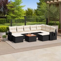 Black Modular Patio Sofa Set - 10 Piece Outdoor Furniture