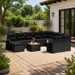 Premium 11 Piece Outdoor Garden Sofa Set in Black