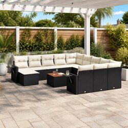 Premium 13 Piece Garden Sofa Set with Black Poly Rattan