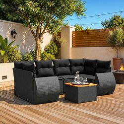 Durable 7 Piece Garden Sofa Set with Storage Cushions