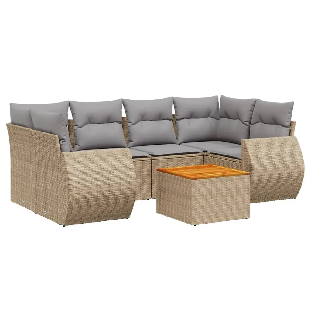 Beige 7-Piece Garden Sofa Set for Outdoor Comfort