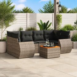Premium 7-Piece Garden Sofa Set in Grey Poly Rattan