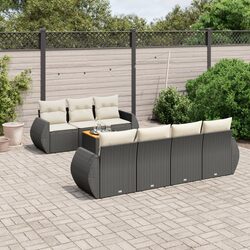8-Piece Modular Outdoor Garden Sofa Set in Black