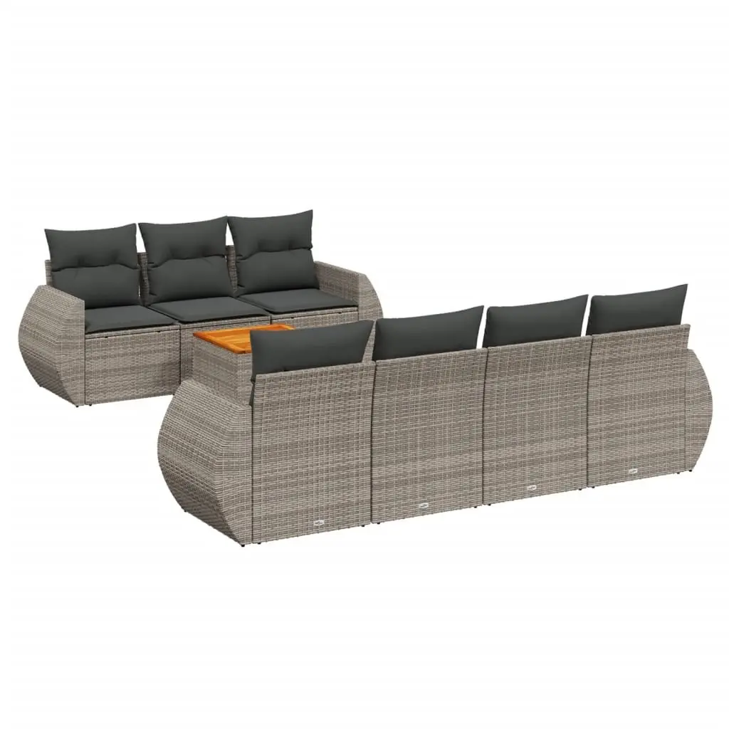 8 Piece Grey Poly Rattan Garden Sofa Set