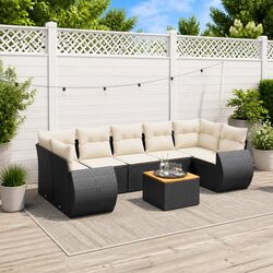 Premium 8 Piece Black Garden Sofa Set with Storage