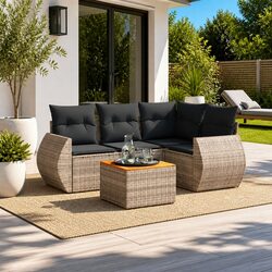 Durable 5 Piece Outdoor Garden Sofa Set in Grey