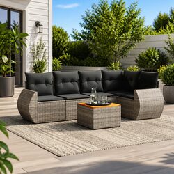 Durable 6 Piece Garden Sofa Set in Grey for Outdoor Spaces