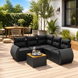 Sturdy 6 Piece Modular Garden Sofa Set with Cushions