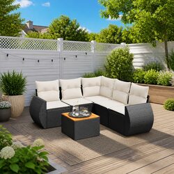 Premium 6-Piece Outdoor Garden Sofa Set in Black