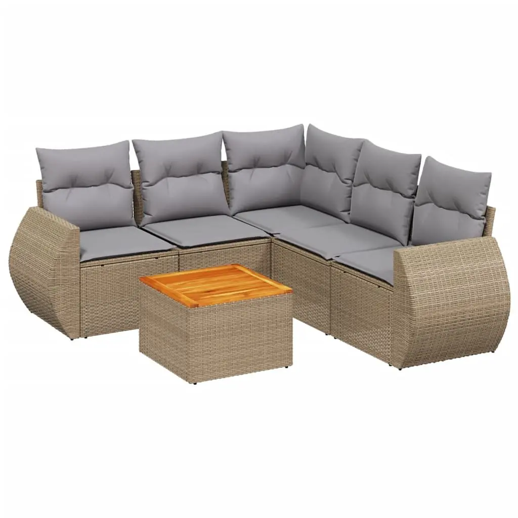 6-Piece Garden Sofa Set with Acacia Tabletop