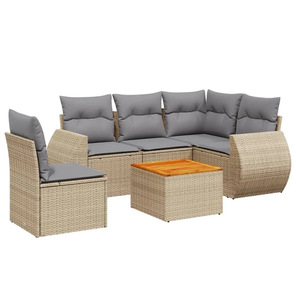 6 Piece Modular Garden Sofa Set in Beige