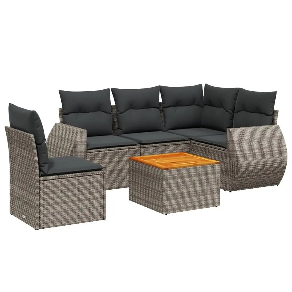 Garden Sofa Set 6 Piece Outdoor Furniture with Cushions Grey Modular Patio