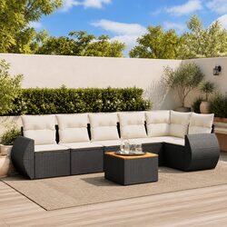 7-Piece Outdoor Furniture Set with Black Poly Rattan