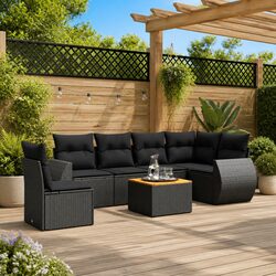 Exceptional 7 Piece Outdoor Garden Sofa Set in Black
