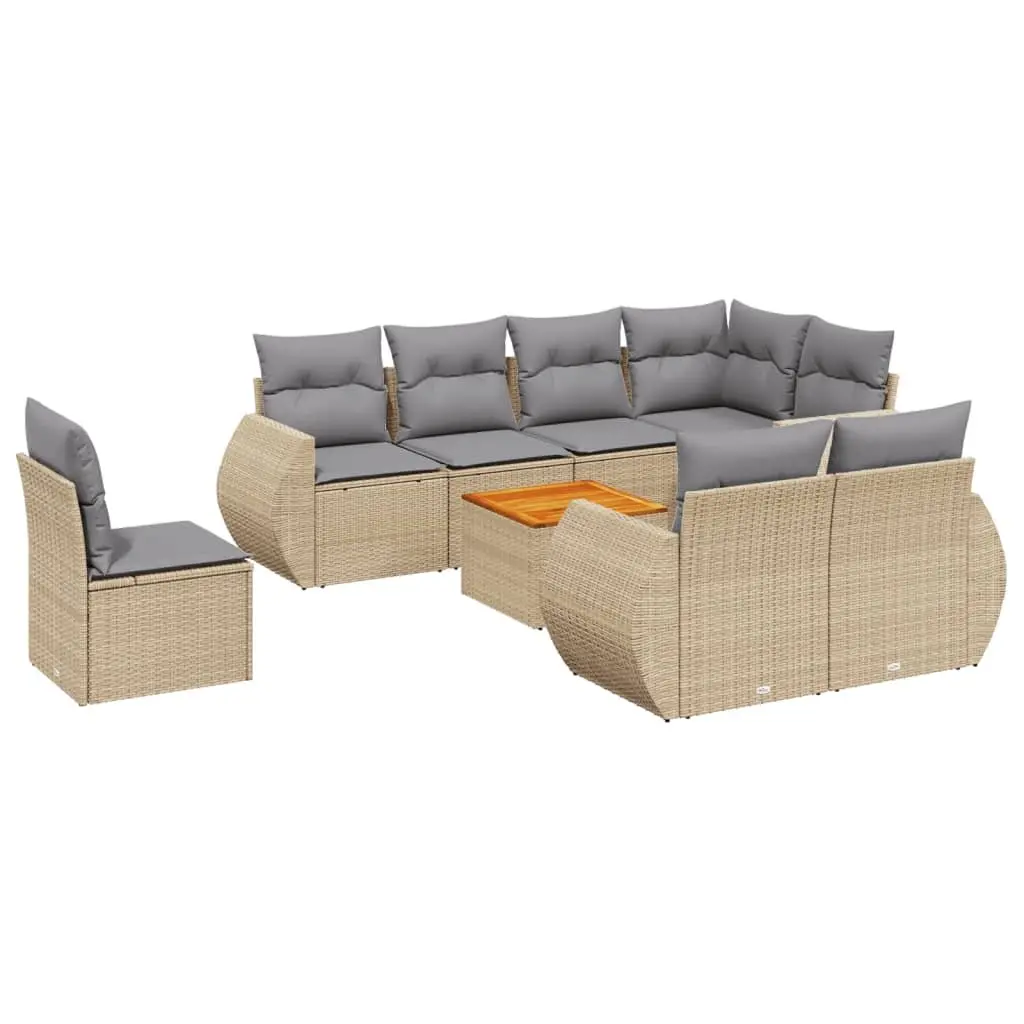 9-Piece Outdoor Garden Sofa Set in Beige