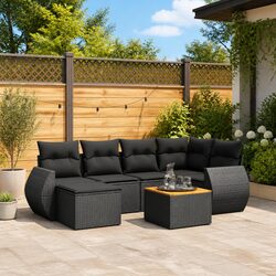 Premium 7 Piece Garden Sofa Set with Storage Cushions
