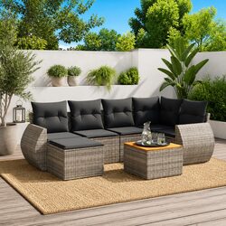 7 Piece Grey Outdoor Patio Furniture Sofa Set
